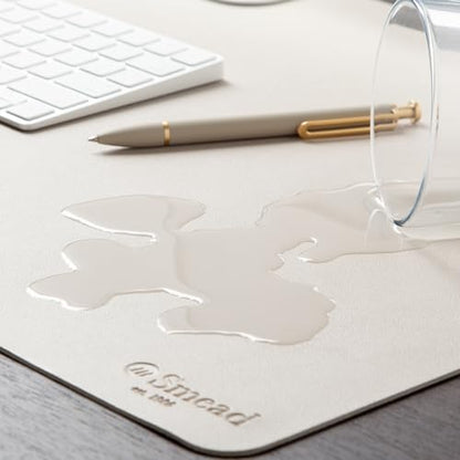 Smead Vegan Leather Desk Pad Mat, Office Desk Mat, Medium, Sandstone Beige | Waterproof desk pad protector, writing mat and desk blotter. Non-slip suede grips under a keyboard, mouse and notepad. - color: Sandstone Beige, size: 15.7" x 31.5"
