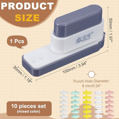 PATIKIL 5 Hole Paper Puncher, Hole Punch Binding Machine Spiral Coil Binder with 10Pcs 30 Ring Loose Leaf Binder Spines 5 Sheets Capacity for DIY Planner Scrapbook Office, Dark Gray - color: Dark gray
