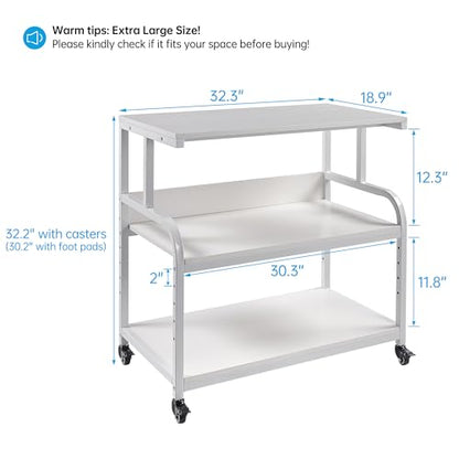 Fannova 32.3"x18.9"x32.1" Extra Large White Printer Stand with Storage - color: White, size: 32.3"W x 18.9"D x 32.1"H