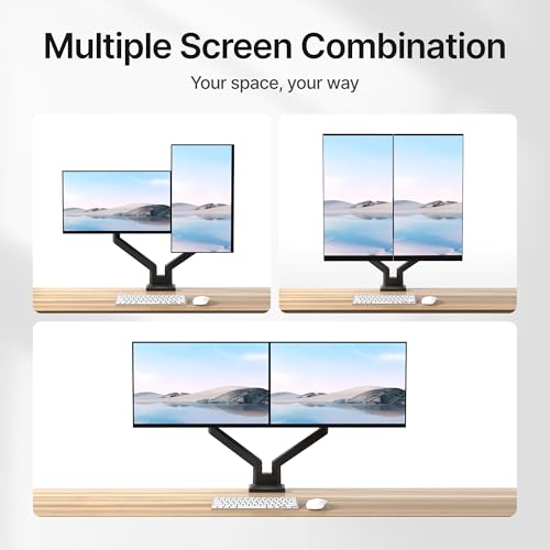 monTEK Dual Monitor Mount Monitor Arms for 17 to 35 Inch Screen | Adjustable Heavy Duty Monitor Desk Mount for 2 Monitors, Holds 35 Lbs, with Cable Management, VESA 75/100mm - style: without USB