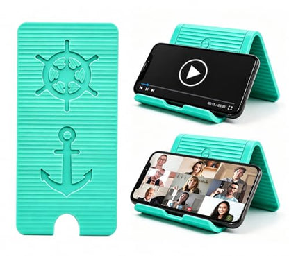 Silicone Phone Stand - Foldable Aluminum Phone Holder, Folded into Any Shape, Portable Rollable Multi-Angle Stand, Anti-Slip Desktop Stand for All Mobile Phones Tablet Laptop (Mint Green) - color: Mint Green
