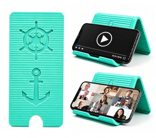 Silicone Phone Stand - Foldable Aluminum Phone Holder, Folded into Any Shape, Portable Rollable Multi-Angle Stand, Anti-Slip Desktop Stand for All Mobile Phones Tablet Laptop (Mint Green) - color: Mint Green