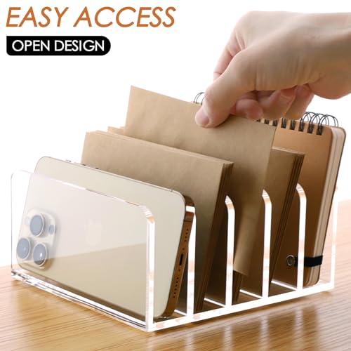 SANRUI Acrylic Mail Holder, 5-Slot Vertical Letter Sorter, Clear - size: 5 Slots