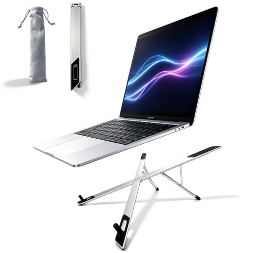 Portable Laptop Stand,Aluminum X-Shape Travel Laptop Stand Ergonomic Riser | Ultra Lightweight,1-Second Spring Open, 6 Height Adjustable, Fits 10-16" Laptops,Business Travel & Coffee Shop