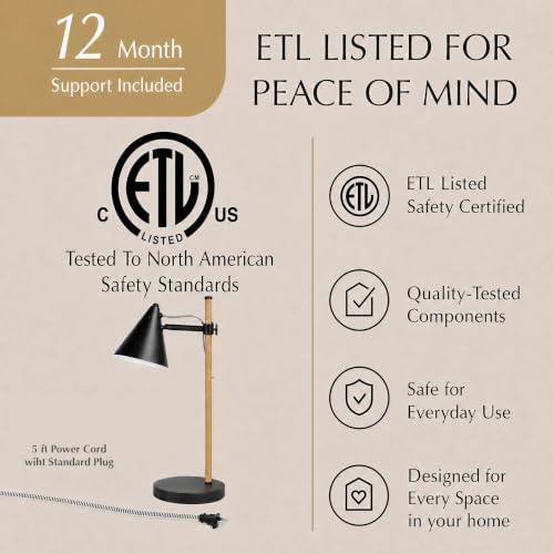 HarvestLand Noah Desk Lamp, Adjustable Reading Lamp, Home Office & Bedside | 345° Adjustable Architect Desk Lamp, Focused Task lighting, Home Office Table lamp, Bedroom,Living Room Lamp