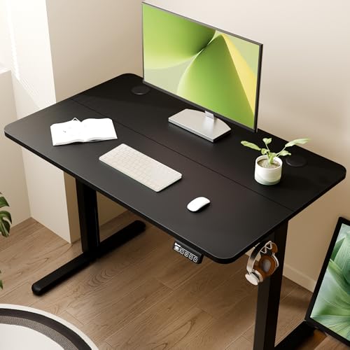 40"x24" Standing Desk, Height Adjustable Sit-Stand Home Office, Black | Electric Adjustable Standing Desk, Sit to Stand Computer Office Desk with Splice Board, Memory Preset, Lifts 28.7''-46.5" - color: Black Frame-black, size: 40-inch