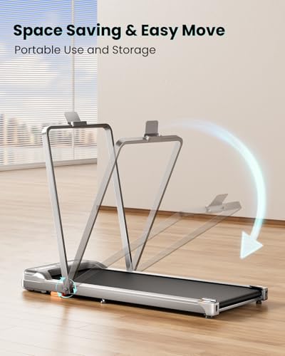 Walking Pad with Handle Bar - 2 in 1 Under Desk Treadmill | 8% Manual Incline, LED Display, 265 LBS Capacity, 2.5HP Compact Treadmills for Home Office - color: Sliver