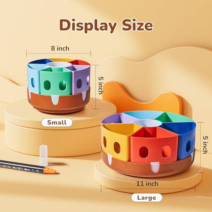 GAMENOTE Rotating Art Supplies Organizer - Lazy Susan Office School Supply for Kids Desk Organization and Storage Homeschool Craft Caddy Classroom Organization (Large) (Pack of 3) - size: Large, 11"d x 5"h (Pack of 3)