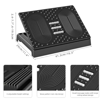 JOYZAN Foldable Foot Rest for Under Desk Footstool with Massage Roller | 6 Heights Adjustable Chair Footrest for Leg Rests Ergonomic Foots Stool for Office, Home, Black - color: Black