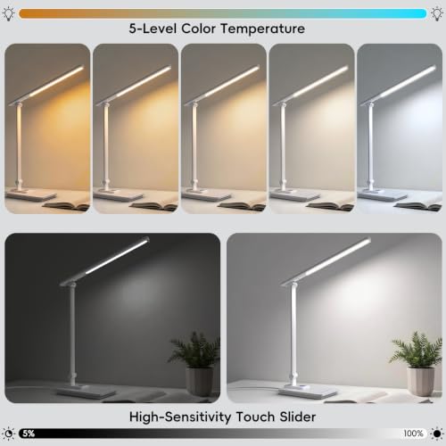 ELECTRI Desk Lamp for Home Office, 5 Color & Stepless Dimming, Eye-Caring