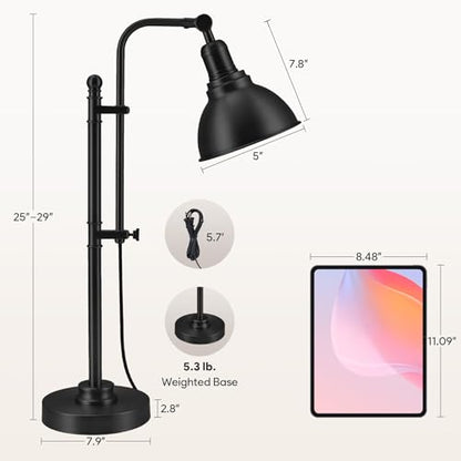 VONLUCE Rustic Desk Lamp, Adjustable Industrial Table Lamp for Home Office - color: Black