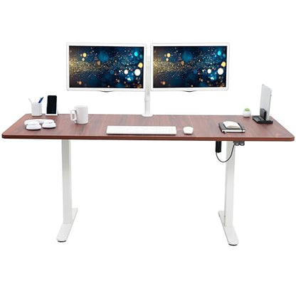 VIVO Dark Walnut 71 x 30 in Standing Desk, DESK-KIT-0W7D - color: Dark Walnut Top / White Frame, size: 71 x 30 inch