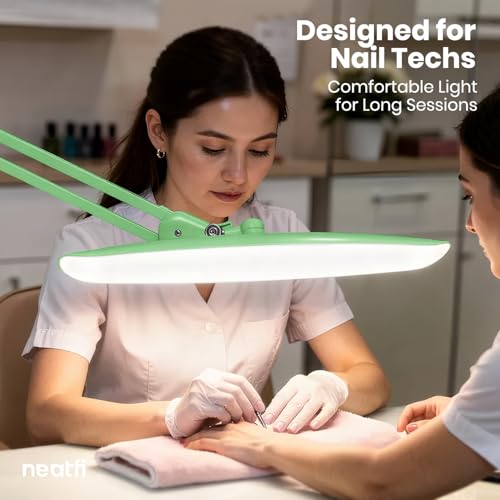 Neatfi LED Desk Lamp, 2200 Lumens, 24W, 20-Inch Wide Head (Midnight Green) - color: Midnight Green, size: Non-CCT with Clamp