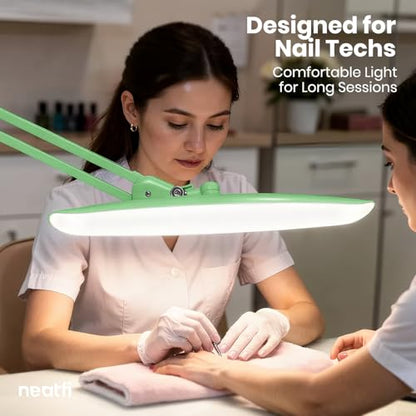 Neatfi LED Desk Lamp, 2200 Lumens, 24W, 20-Inch Wide Head (Midnight Green) - color: Midnight Green, size: Non-CCT with Clamp