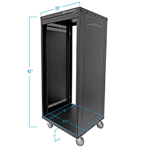 AxcessAbles 22U 19-Inch Rolling IT Server Rack 550LB Heavy Duty Open Frame with Removable Side Panels Large 3-Inch Locking Casters for Servers Networking and Rackmount Gear Includes 5mm and 6mm Screws - color: RK22U
