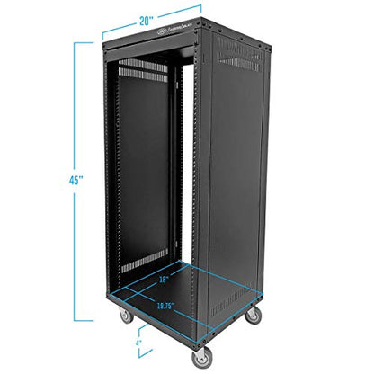 AxcessAbles 22U 19-Inch Rolling IT Server Rack 550LB Heavy Duty Open Frame with Removable Side Panels Large 3-Inch Locking Casters for Servers Networking and Rackmount Gear Includes 5mm and 6mm Screws - color: RK22U
