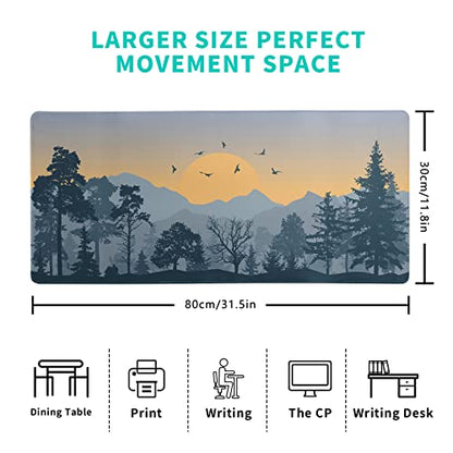 Mountain Gaming Mouse Pad 31.5x11.8 Inch Forest Large Mousepad Extended Grey Mousepad Gaming Non-Slip Rubber Base Stitched Edges Keyboard Mouse Mat Desk Pad for Office Home and Game - color: Mountain 2