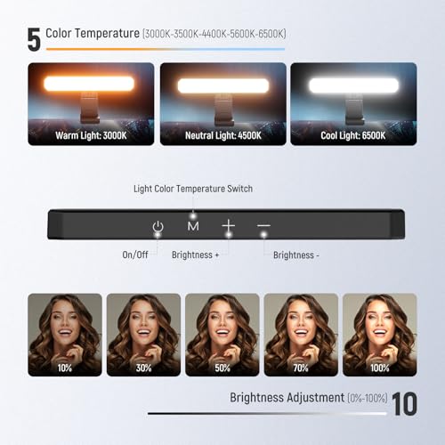 NEEWER Basics 6W Monitor Light Bar with Stand/Remote/Touch Control, L10 | Bi Color Dimmable LED Lamp, Home Office Desk Video Conference Lighting, Computer Laptop Webcam Zoom, Gaming Streaming Reading