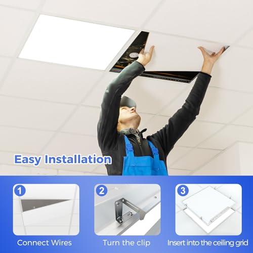 AIKVSXER 48 Pack 2x2 LED Flat Panel Light, Recessed Drop Ceiling Light Kitchen Lighting Fixtures,Bright 6500LM,0-10V Dimmable,Switchable 3000K/4000K/5000K/5700K/6500K, 30W/35W/40W/45W/50W - size: 2x2-48p