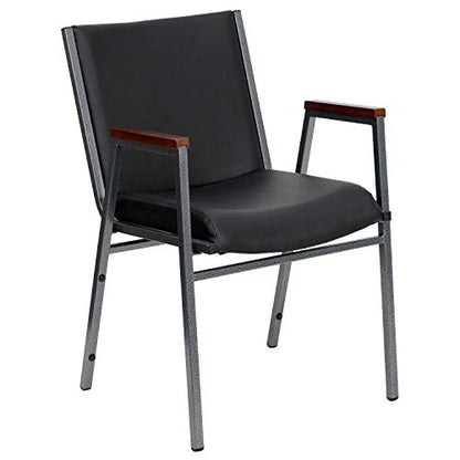 Flash Furniture 4 Pack HERCULES Series Heavy Duty Black Vinyl Stack Chair with Arms - color: Black Vinyl, size: Set of 4