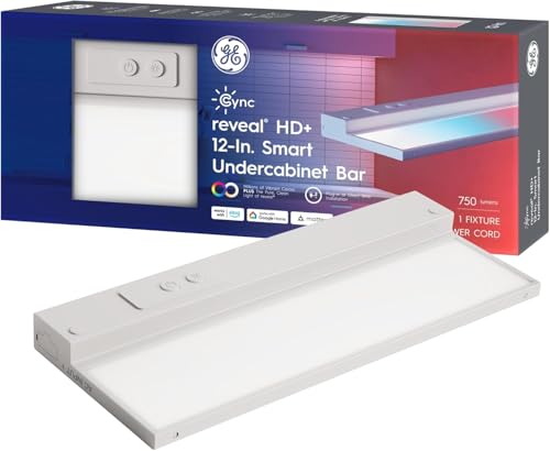 Cync GE Reveal HD+ Smart Under Cabinet Light Bar, Color Changing, 12in | App-controlled RGB smart lighting strip, voice compatible, easy install, ideal for kitchen counters, home automation - size: 12 Inch, style: Light Bar