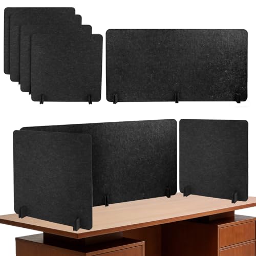 5 Pcs Desk Divider Deep Gray Desk Privacy Partition Reducing Noise Visual Distraction Divider Stand up Freestanding Cubicle for School Office Home (24 x 48, 24 x 24 Inch)