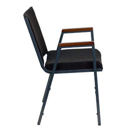 Flash Furniture 4 Pack HERCULES Series Heavy Duty Black Dot Fabric Stack Chair with Arms - color: Black Patterned Fabric, size: Set of 4