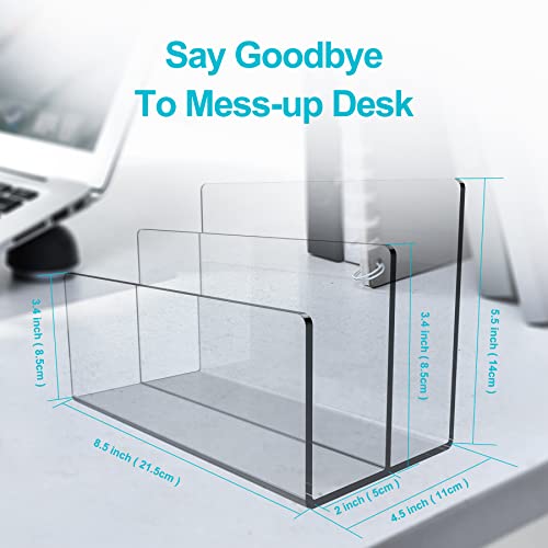 Boloyo Acrylic File Holder,2PC 2 Sections Clear File Organizer Mail Letter Sorter Desktop Folder Holder for Home Office School Envelope Bill Filling Paper Document - color: Clear, size: 2 Sections(2PC)