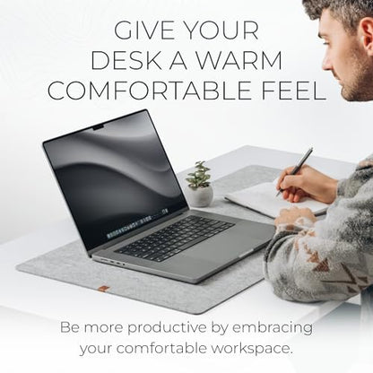 Nordik Felt Desk Mat - Large Felt Desk Pad - Marle 35 x 17 inches | Premium Desk Matt for Desktop, Full Desk Keyboard Mouse Pad, High Quality Felt and Non-Slip Rubber Liner for Home and Office - color: Marle