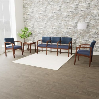 Lenox Wood Reception Waiting Room Healthcare Guest Chair/Black Wood/Blue - color: Blue