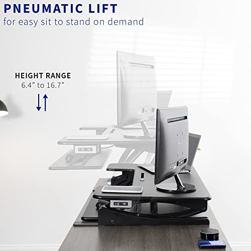 VIVO Black 42 inch Electric Desk Converter, DESK-V000VLE | Large, Height Adjustable, Stand Up Desk Riser, Wide Keyboard Tray, Standing Dual Monitor and Laptop Workstation, V Series - size: 42"