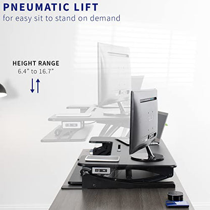 VIVO Black 42 inch Electric Desk Converter, DESK-V000VLE | Large, Height Adjustable, Stand Up Desk Riser, Wide Keyboard Tray, Standing Dual Monitor and Laptop Workstation, V Series - size: 42"