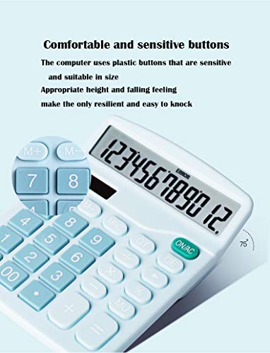 YOUHO Office Desk Calculator, 12-bit Solar Battery Dual Power Standard Function Electronic Calculator with Large LCD Display (1PACK，Blue) - color: 1PACK blue