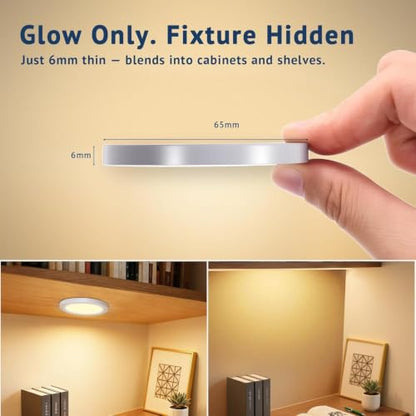 V4light Wired LED Puck Lights, Under Cabinet Lighting Touch Dimmer, 6 Pack - color: Gray, size: 6 Pack