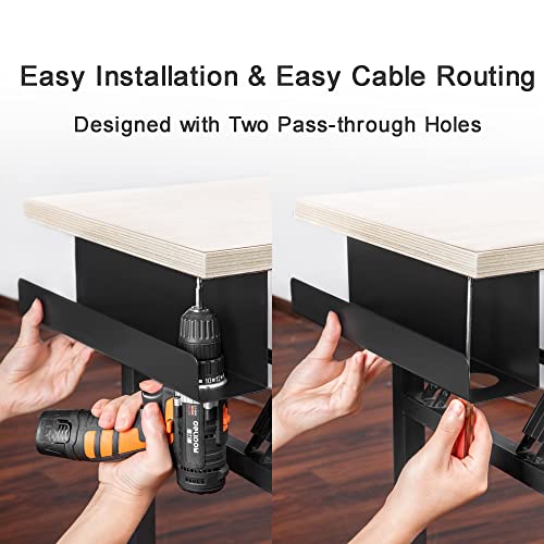 ZhiYo 16.5in Under Desk Cable Management Tray, 3in W x 4.7in H, Black - size: 3in W x 4.7in H x 16.5in L