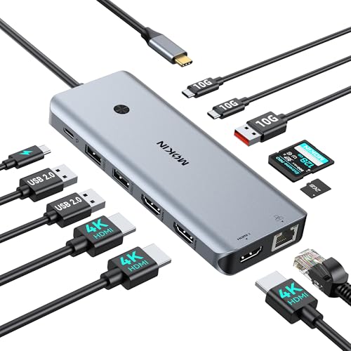 MOKiN USB C Docking Station 3 Monitors,3 HDMI 4K@60Hz Triple Display Hub