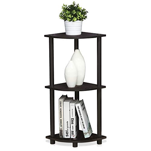 Furinno Turn-N-Tube Toolless Assembly 3-Tier Storage Shelves, Dark Walnut - color: Dark Walnut, size: 3-Tier