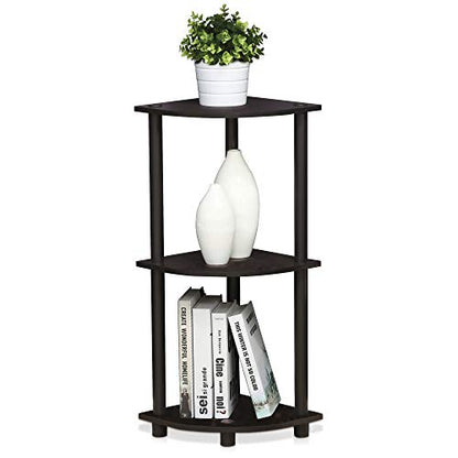 Furinno Turn-N-Tube Toolless Assembly 3-Tier Storage Shelves, Dark Walnut - color: Dark Walnut, size: 3-Tier