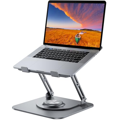 Laptop Stand for desk(360°Rotating),Aluminum laptop Riser for 10-16"Laptops | Adjustable Multi-Angle Ergonomic Computer Stand, Foldable Portable for Home Office, Fits MacBook Air Pro Dell HP Laptops - color: Grey