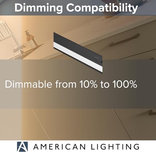 American Lighting LED Courant Plus Undercabinet Light 24 Inch 5CCT 90+ CRI 1200 Lumens with USB-A USB-C and 20A Receptacles Black Finish Title 24 Compliant