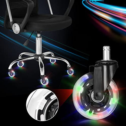 Hivexagon Office Chair Caster Set of 5 Rubber Replacement, Heavy Duty Universal Quiet Rolling Casters Fit Standard Office Chair for Hardwood Floors, Tiles and Carpet - style: RGB Color