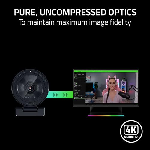 Razer Kiyo Pro Ultra 4K Webcam, Large Sensor, Built-in Mic and Shutter | Auto Light Correction, Pro Grade Content Creation, Streaming, Gaming, Video Calls, Works with PC, OBS, Zoom, Teams