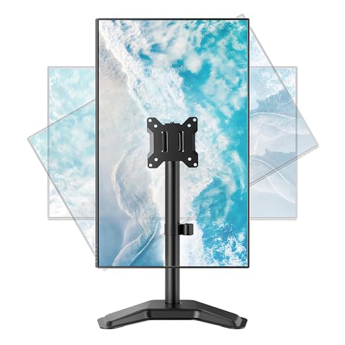 monTEK Freestanding Single Monitor Stand for 17-32" Screens, 22 lbs | Solid V-shaped base, single-screen full-motion arms, height adjustment, tilt, swivel, rotation and VESA 75/100 - size: Single Monitor