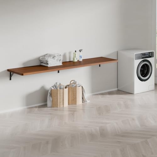 Dogsky Floating Wall Desk 60" x 16" - 500 lbs Heavy Duty Solid Pine - color: Walnut, size: 60" x 16"