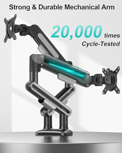 MOUNT PRO Dual Monitor Desk Mount, Pneumatic Monitor Arms for 2 Monitors Max 39 Inches, Adjustable Dual Computer Monitor Stand Each Arm Holds up to 26.5lbs, VESA Mount with C Clamp & Grommet Base - size: Max 39", style: Dual
