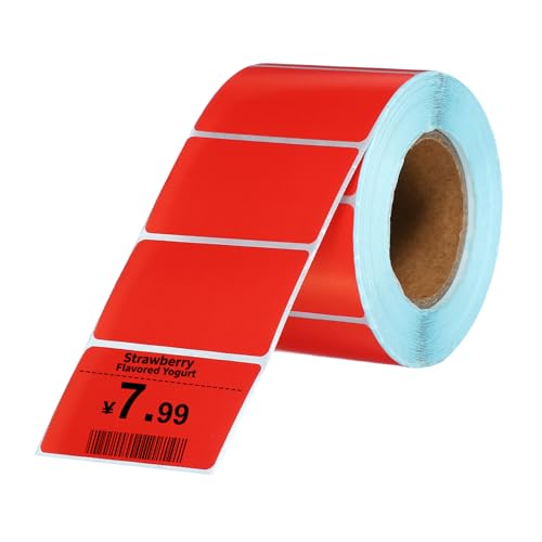 PATIKIL 800 Pcs Thermal Labels, 1.18x2 Inch Thermal Printer Labels Stickers Self Adhesive Tags Rectangle Paper Roll Small for Printer Shipping Label Mailing UPS Barcode Address, Red - color: Red, size: 30x50mm