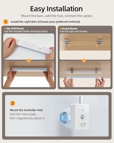 EZVALO Wireless Under Cabinet Lighting System, Ultra-Bright Task Lighting | 360LM, Motion Sensor, 5000mAh Rechargeable Switch Controller, 3Pcs x12 Inch, Dimmable, 3 Color Temps, 4 Work Modes