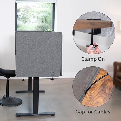 VIVO Dark Gray Clamp-on 108 x 24 inch Privacy Panel, PP-3-V108D | 60 x 24 inch (x1), 24 x 24 inch (x2), Sound Absorbing Cubicle Desk Divider, 3 Acoustic Partitions - color: Dark Gray, size: 108"
