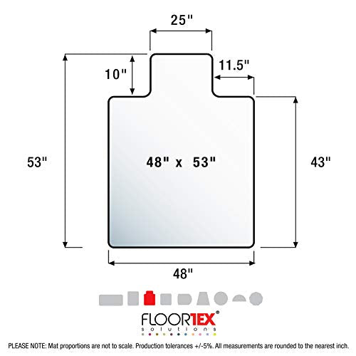 Floortex Polycarbonate Chair Mat with Lip 53" x 48" for Hard Floors (FR1213419LR) - size: 53" X 48"