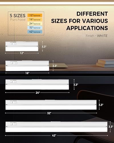 4 Pack 12" Under Cabinet Lighting Hardwired, Dimmable, 9W 600LM,3CCT - size: 12 inch